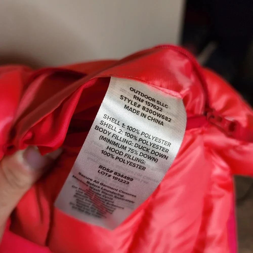 Eddie Bauer reversible down‎ coat.  Pink ombre.